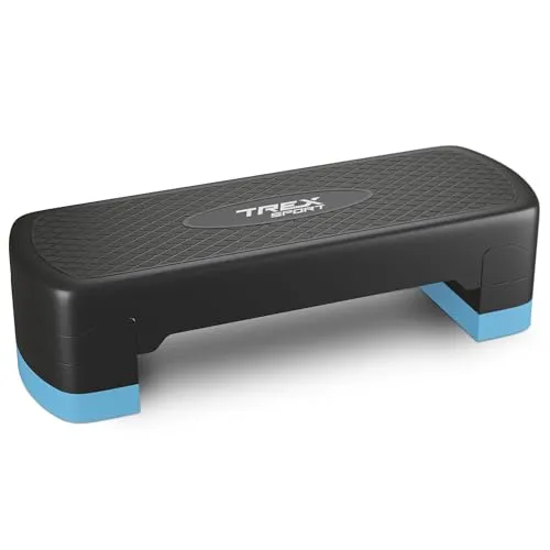 TREX SPORT Steppbrett für zuhause höhenverstellbar TX-030AS | 68×28×10/15/20cm Aerobic Stepper 3 Stufen, rutschfest, bis 350kg belastbar | Stepboard Blau