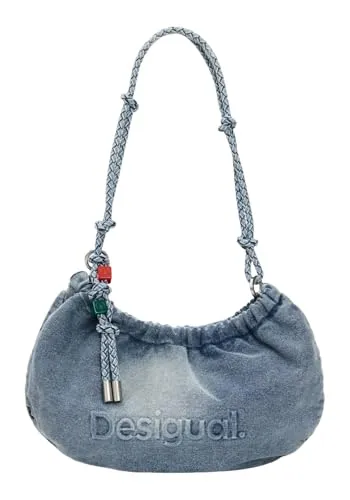 Desigual Schultertasche Half in Blau - Moderne Schultertasche aus Baumwolle, ideal für den Alltag. Mit praktischem Reißverschluss und langem Schulterriemen - perfekt für stilvolle Auftritte.