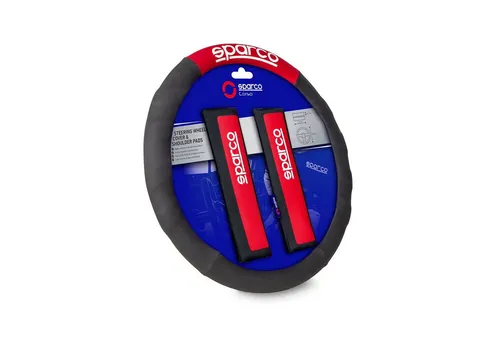 SPARCO SPC1111KRS Lenkradbezug Ø37-38cm - Lenkradbezüge, universell passend und einfach zu installieren, in sportlichem Schwarz-Rot für einen stylischen Look in Ihrem Fahrzeug.