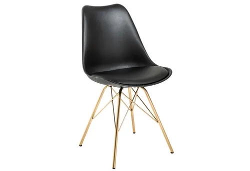 riess-ambiente Polsterstuhl SCANDINAVIA MEISTERSTÜCK schwarz/gold - Polsterstuhl im Retro Design mit pflegeleichtem Kunstlederbezug und stabilen Metallbeinen in Gold, ideal für stilvolle Wohnräume oder moderne Gastronomie.