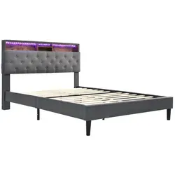 Flieks Polsterbett mit LED-Beleuchtung und Stauraum 140x200cm