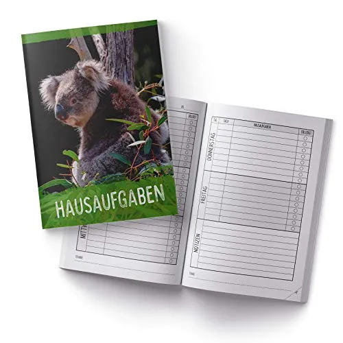 itenga Hausaufgabenheft Koala DIN A5 96 Seiten Schulbedarf Meine Hausaufgaben für Grundschule Gemeinschaftsschule Realschule Gymnasium