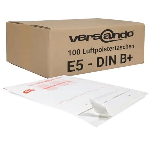 versando 100x E5 Luftpolsterumschläge Innenmaß 220 x 265 mm Außenmaß 240 x 275 mm weiß für DIN B5 / B+