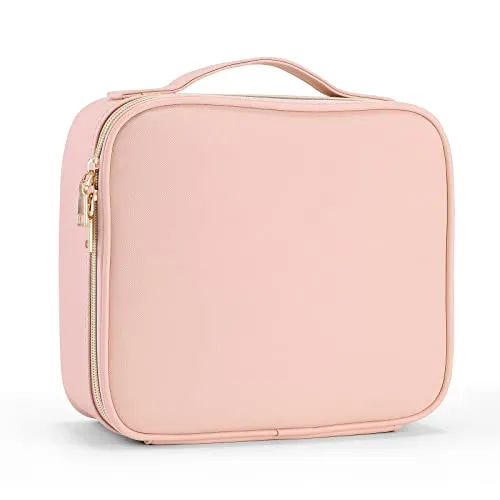 Kosmetiktasche Make up Tasche Große Kapazität Schminktasche Reise Tragbare Make-up Schminken Organizer Kosmetik Tasche Professional Kulturbeutel mit verstellbaren Trennwänden, Rosa