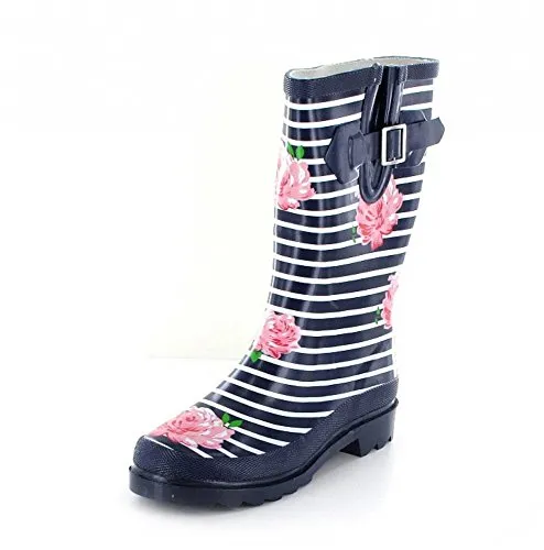 Beck Damen Stripes Gummistiefel, Blau, 41 EU - Wanderschuhe - Wasserdichte Gummistiefel mit stylischem Streifen-Design, ideal für nasse Tage und Outdoor-Aktivitäten.