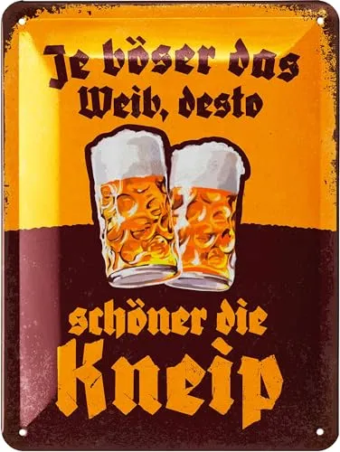 LANOLU Retro Blechschild Bier - lustige Schilder mit Sprüchen Bar Dekoration für Partykeller, Kneipen Bardeko für Stammtisch, Geschenkidee für Papa zum Vatertag, vintage Metallschild 15x20cm