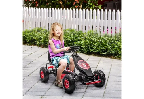HOMCOM Go-Kart Kettcar für Kinder 5-12 Jahre - Robustes Tretauto mit Gummireifen für Garten und Balkon, ideal für Kinder bis 50 kg, fördert die motorischen Fähigkeiten und macht Spaß im Freien.