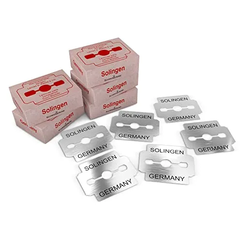 SCHWERTKRONE® Hornhauthobel Klingen [MADE IN SOLINGEN - GERMANY] - Hornhaut Hobel Klingen - Hornhauthobel Ersatzklingen - Professionelle Klingen mit Premium Qualität - Einzeln verpackt (50 Stück)