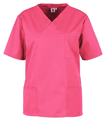 BEB Damen Kasack Basic Unisex Medizinisches Schlupfhemd, Rosa, XS - Medizinische Berufsbekleidung: Praktisches Schlupfhemd mit 2 Seitentaschen, ideal für Pflegekräfte - aus leichtem, strapazierfähigem Mischgewebe für hohen Tragekomfort.
