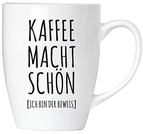 BRUBAKER - Kaffee Macht schön - Kaffeetasse aus Keramik - 300 ml - Kaffeebecher