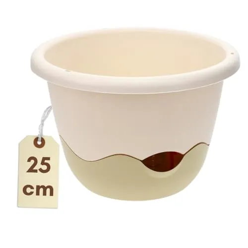 GarPet Blumentopf Hängend Blumenampel Außen Hängend Hängetopf Für Pflanzen Hängepflanzen Topf Hängeampel Hängender Blumentopf Mit Kette Wasserspeicher 25 Elfenbein