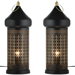 Marrakesch Nachttischlampe 2er Set - Orientalische Deko Stehlampe - Nachttischleuchten Set aus hochwertigem Metall, ideal für eine gemütliche Atmosphäre in Schlafzimmer oder Wohnzimmer. E27 Fassung für einfache Installation und vielseitige Nutzung.