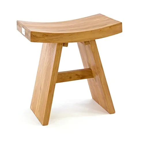Divero Massiver Sitzhocker BALUT aus Teak Holz - Braun - Stilvoller Hocker aus behandeltem Teakholz, handgefertigt und bis 110 kg belastbar. Ideal als dekorative Sitzgelegenheit im Bad oder Wohnbereich, besonders im Asia-Style.