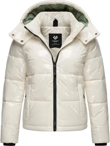 Ragwear Shiny Damen Winterjacke Roobie YOUMODO Off White Gr. XL - Funktionsjacken mit glänzendem Design, wasserabweisend und perfekt für kalte Wintertage – idealer Komfort und Style in einem!