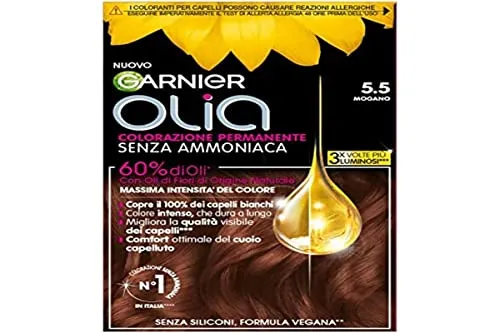 Garnier Olia Haarfarbe, permanente Haarfarbe, ohne Ammoniak, mit Blütenölen natürlichen Ursprungs, vegane Formel, Mahagoni