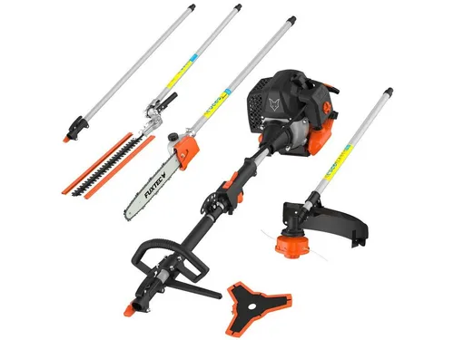 FUXTEC FX-MT152E Multitool 5in1 - 52ccm 3,0PS Benzin Motorsense mit 1m Verlängerung, vielseitig einsetzbar für Hecken, Äste und Rasenpflege
