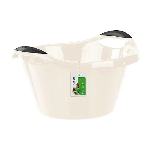 Runde Wäscheschüssel 10L Universal-Schüssel – 41 x 36,5 x 22 cm- Schüssel für Wäsche Spülschüsseln Starke Wäschewanne aus Stabilem Kunststoff | Beige