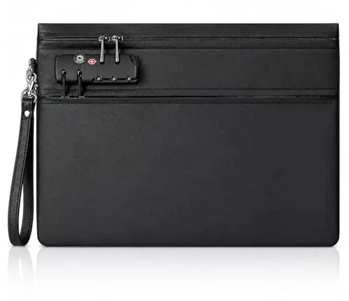 Feuerfeste Dokumententasche 35x26 cm, 6400°F Schutz & TSA Zahlenschloss, 12-lagige Wärmedämmung, Feuerfeste Geldtasche für Bargeld, Reisepass, Urkunden, Wertsachen
