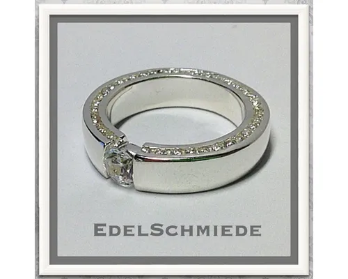 Edelschmiede925 Silberring eleganter Fingerring in 925 Silber mit vielen Zirk Ringgröße 55