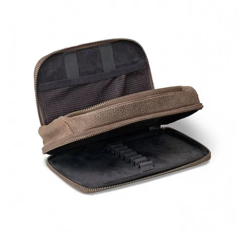 Jahn-Tasche Pencilbag Sehr Großes Federmäppchen XL 2 Fächer, Leder Grau, Jahn-Tasche 020