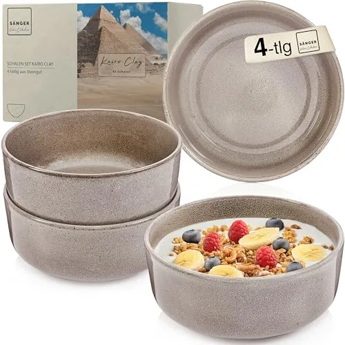Sänger Kairo Clay | 4-teiliges Steingut Schüssel Set in grau von Sänger