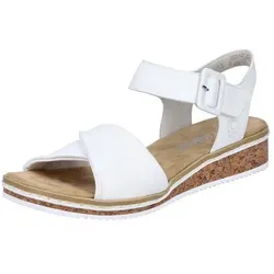 RIEKER Sandalette für Damen, Gr. 40, weiß - Wanderschuhe mit Klettriemchen und 3,5 cm Keilabsatz, ideal für den Sommer und den Urlaub. Aus hochwertigem Lederimitat, klassischer Stil und bequem für lange Tage.