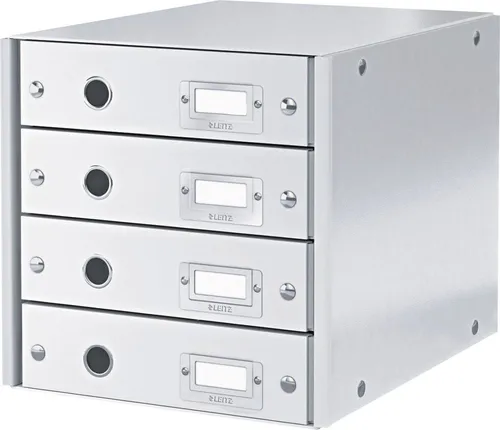 LEITZ Organizer Schubladenbox 4 Fächer Karton weiß (3 Stück)