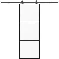vidaXL Schiebetür mit Beschlag 76x205 cm ESG-Glas & Aluminium - Moderne Schiebetür für platzsparende Lösungen, aus robustem ESG-Glas und langlebigem Aluminium, ideal für stilvolle Inneneinrichtungen.