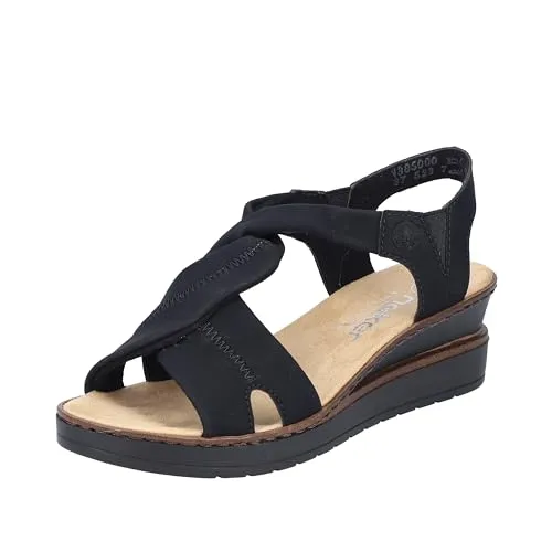 Rieker Damen Sandalen V3850 - Wanderschuhe mit komfortablem Keilabsatz, ideal für lange Sommertage und entspannte Spaziergänge.