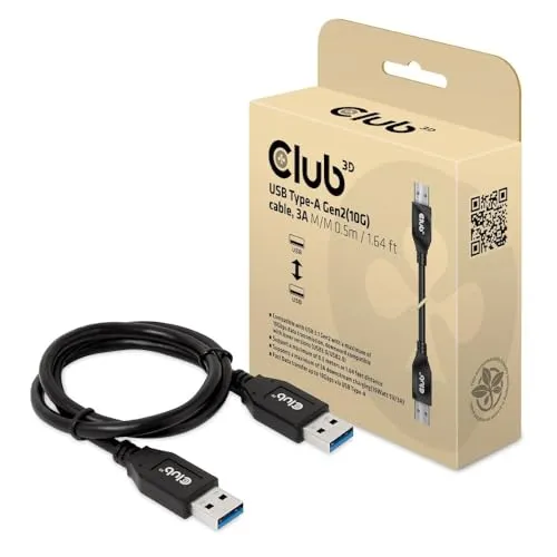 Club 3D CAC-1409 USB Typ-A Gen2(10G) Kabel, 3A St/St 0.5m