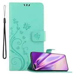 Cadorabo Hülle für Huawei P40 PRO / P40 PRO+ Schutz Hülle in Türkis Schutzhülle Handy Hülle Etui Case Blumen Flower