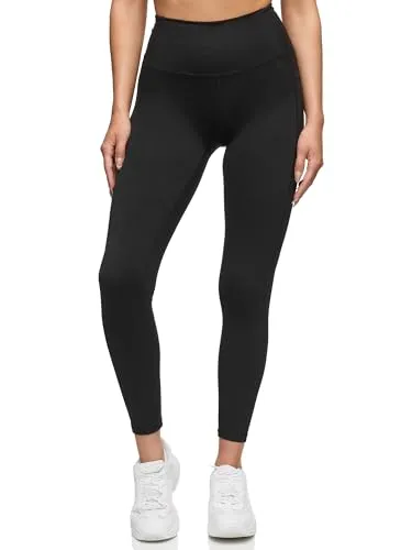 Tazzio Leggings Damen High Waist [mit Taschen] - Blickdicht Atmungsaktiv Sport Tights Yoga Fitnesshose F301 (Schwarz, M)