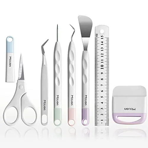 MAUON Plotter Zubehör Entgitterwerkzeug, 7 Stück Vinyl Plotter Zubehör für Cricut Basiswerkzeuge Kit für Cricut Zubehör, Selbstklebende Folie, Silhouette, HTV, Cameos,Beschriftung