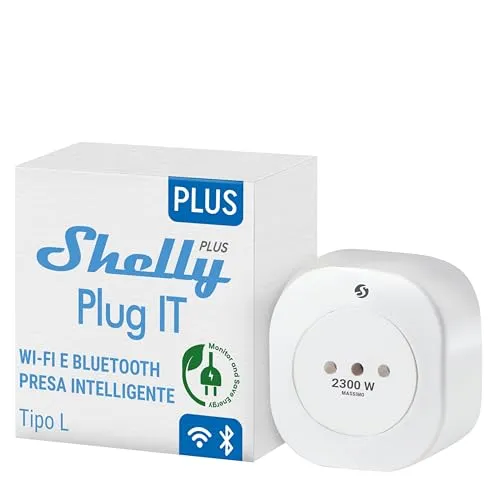 Shelly Plus Plug IT - Intelligente Steckdose mit Sprachsteuerung - Steckdosen & Zubehör, programmierbare Steckdose für einfache Automatisierung und Integration in Ihr Smart Home mit Alexa und Google Home.