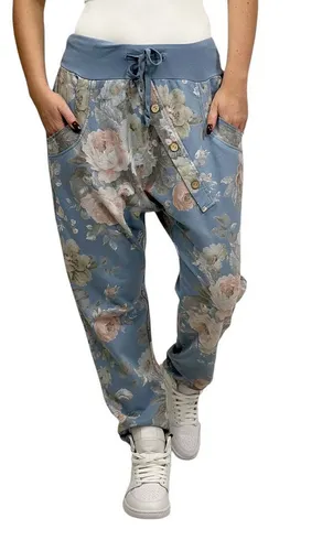 Mississhop Boyfriend-Hose Damen Hose Sweatpants Jogginghose Blumen M.130