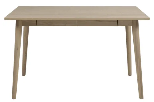 AC Design Furniture Schreibtisch Monika, 120x60 cm, Holz, Braun - Kinderschreibtisch mit 2 Schubladen, Tischplatte aus MDF mit Echtholzfurnier in Eiche und Füßen aus massiver, geölter Eiche – ideal für ein stilvolles Kinderzimmer.