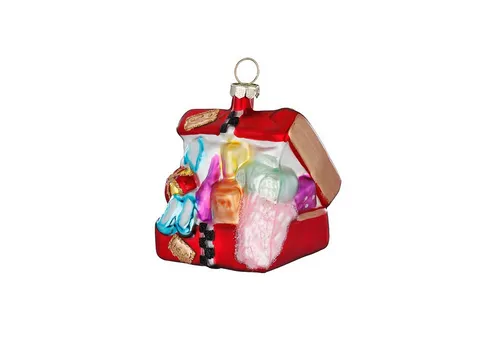 MAGIC by Inge Christbaumschmuck, Christbaumschmuck Reisekoffer Figur 6cm Glas Rot