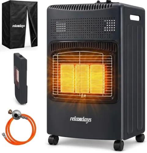 relaxdays Infrarotstrahler Gasheizofen 4200 W, Schwarz