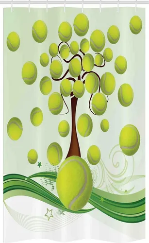 Abakuhaus Duschvorhang Badezimmer Deko Set aus Stoff mit Haken Breite 120 cm, Höhe 180 cm, Tennis Tennisbälle Muster