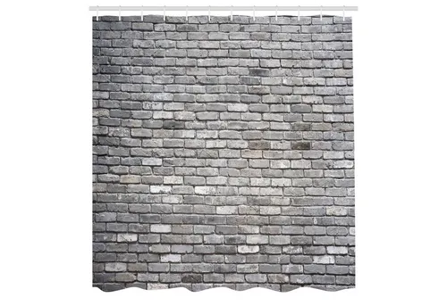 Abakuhaus Duschvorhang Moderner Digitaldruck mit 12 Haken auf Stoff Wasser Resistent Breite 175 cm, Höhe 180 cm, Grau Im Alter von Raue Ziegelmauer