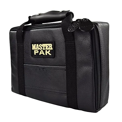 Karella Dartpfeil Darttasche MASTER PAK - Leder Schwarz - Dart Case Etui Tasche für Dartpfeile, strapazierfähiges Leder und optimaler Schutz für Ihre Dartpfeile und Flights.