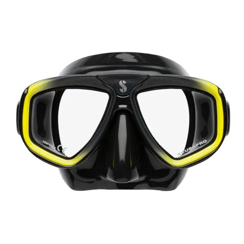 Scubapro Zoom-Maske, Schwarz/Gelb - Taucherbrille mit gehärtetem Glas, ideal für Kaltwasser und bietet optimalen Tragekomfort für Erwachsene.