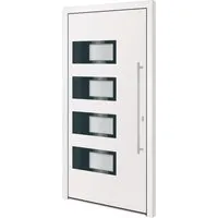 vidaXL Haustür Weiß 100x200 cm aus Aluminium und PVC - Eingangstür in elegantem Weiß, kombiniert Langlebigkeit durch Aluminium und PVC mit einem 5-Wege-Sicherheitsschloss für optimalen Schutz. Perfekt für jeden Eingangsbereich!