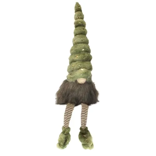 MACOSA HE6680_HE0656_HE0533 Kantenhocker Weihnachtswichtel 42 cm Stoff vers. Farben Dekowichtel Dekofigur Figur Weihnachtsmann Wichtel modern Weinachten Dekoration Weihnachtsdeko (Grün)