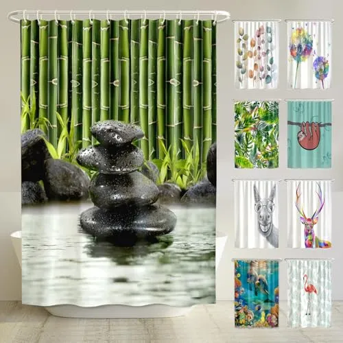 arteneur® - Bambus Spa - Anti-Schimmel Duschvorhang 200x220 - Recycelt mit Öko-Tex Standard 100 - Beschwerter Saum, Blickdicht, Wasserdicht, Waschbar, 12 Ringe & E-Book