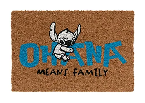 Grupo Erik Kokosmatte Fußmatte Disney Stitch Ohana - Schmutzfangmatte 40x60 cm - Fussmatte Lustig - Türmatte Innen Disney Lilo und Stitch Geschenke
