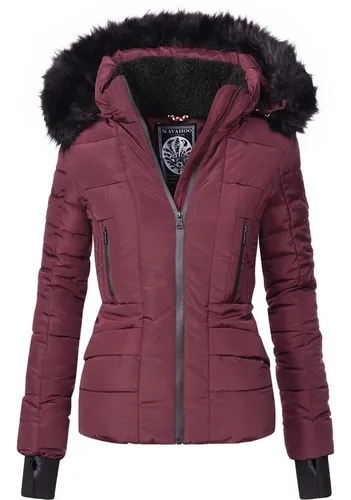 Navahoo Damen Winterjacke B361 - Warm gefüttert mit Teddyfell - Funktionsjacken, kuscheliges Teddyfellfutter für optimale Wärme und Komfort, abnehmbare Kapuze und Kunstfellkragen für individuellen Stil.
