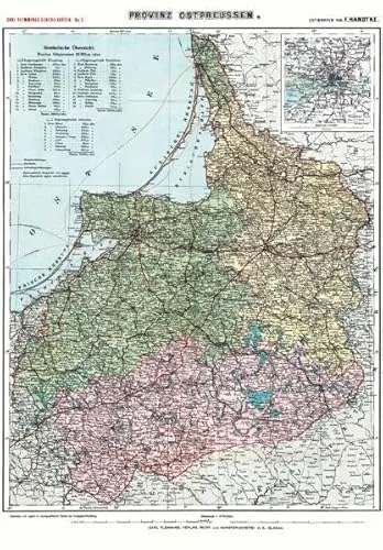 Historische Karte: Provinz Ostpreussen um 1910 - Carl Flemmings Generalkarten No. 3 - Historische Karte der Provinz Ostpreussen um 1910, ideal für Sammler und Geschichtsinteressierte, bietet detaillierte geografische Einblicke.