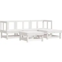 vidaXL 5-tlg. Garten-Lounge-Set aus Kiefernholz - Weiß - Das elegante Garten-Lounge-Set aus massivem Kiefernholz bietet ein stilvolles Latten-Design und ist ideal für entspannte Stunden im Freien. Robust und stabil, perfekt für Terrasse oder Balkon.