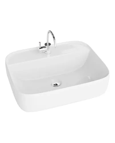 LAVITA Aufsatzwaschtisch Karawela - Rechteckiges Waschbecken aus Porzellan - Waschplätze: Elegantes, pflegeleichtes Design aus hochwertigem Porzellan, ideal für moderne Badezimmer mit optimalen Abmessungen von 50x40x14,5 cm.